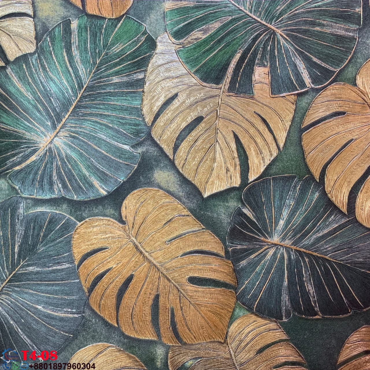 2026 Home Decoration PVC Wallpaper with Leaves Pattern Wall Covering 3D Wallpaper Home Decoration-Materials Vinyl Factory Manufacturer Cheap Price T4 08,10 - Image 2