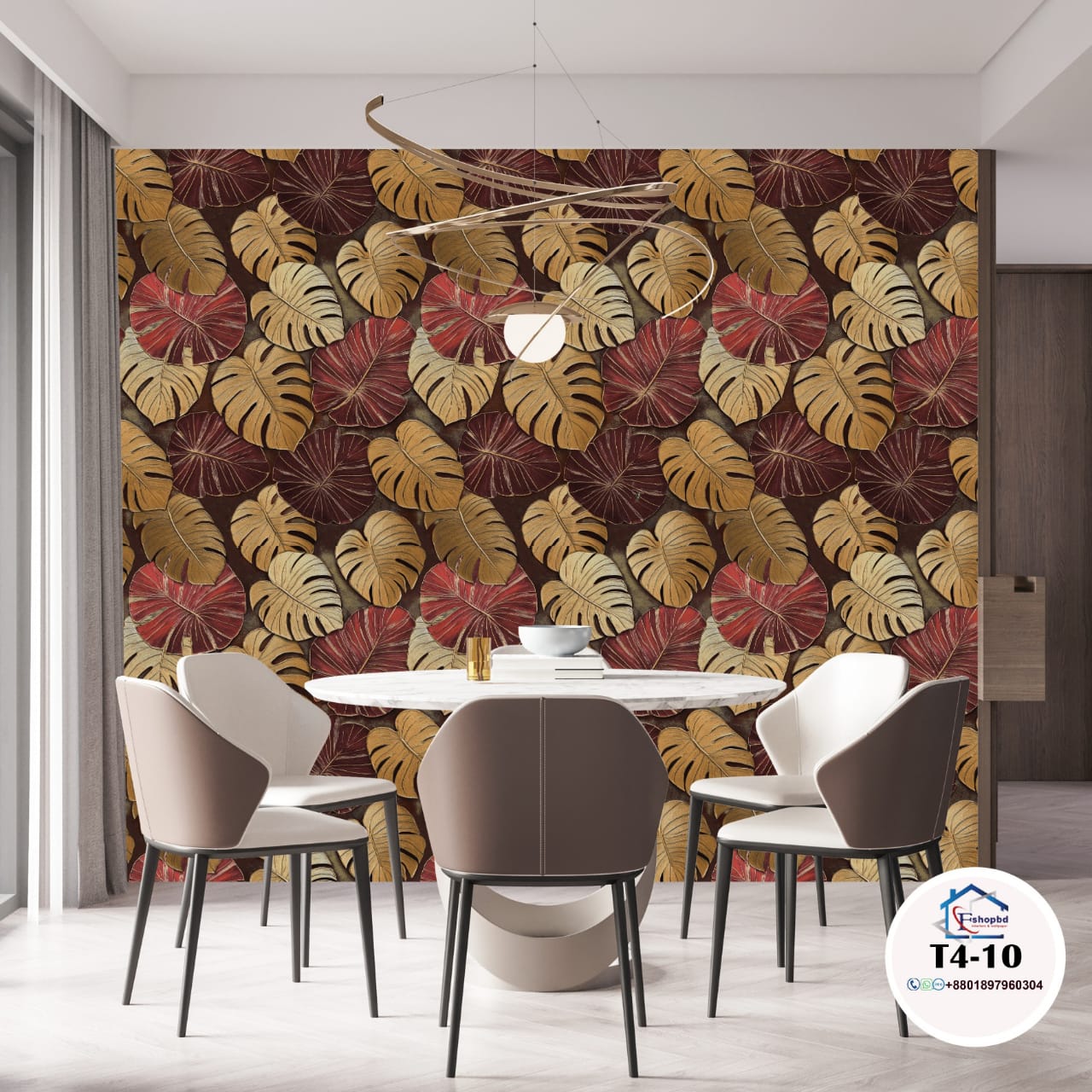 2026 Home Decoration PVC Wallpaper with Leaves Pattern Wall Covering 3D Wallpaper Home Decoration-Materials Vinyl Factory Manufacturer Cheap Price T4 08,10 - Image 5