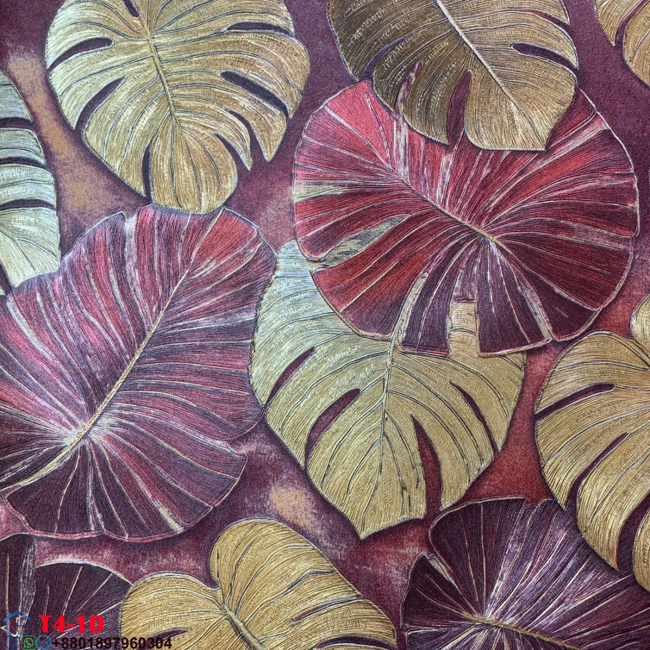 2026 Home Decoration PVC Wallpaper with Leaves Pattern Wall Covering 3D Wallpaper Home Decoration-Materials Vinyl Factory Manufacturer Cheap Price T4 08,10 - Image 3