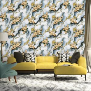 Modern Abstract Golden White Leaves Canvas Wall Art 3D Wallpaper T5 13